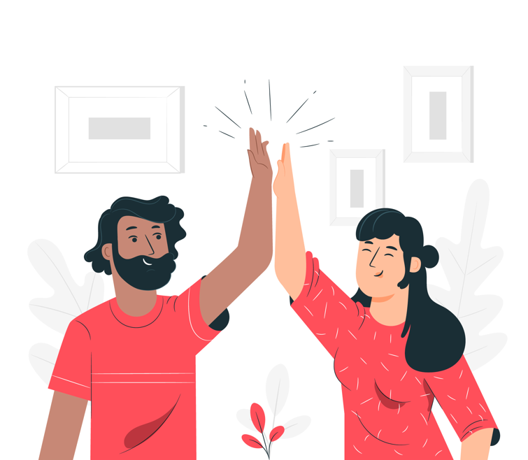 Två personer som gör en 'high five'